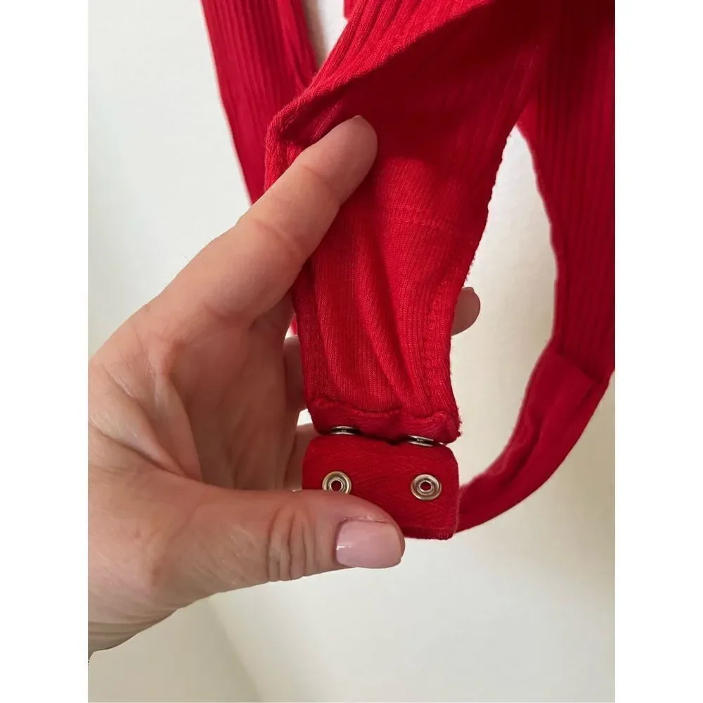 Re/Done 60's Rib Knit Bodysuit Red NEW - Picture 5 of 8